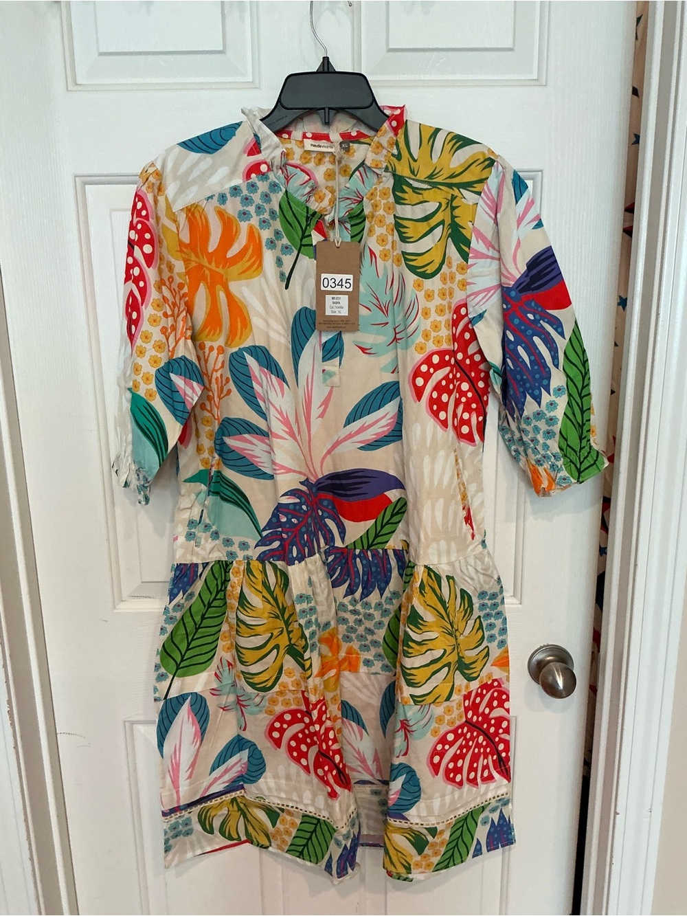Tropical Leaf Print Midi Dress in Multi